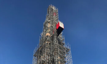 Scaffolding church spire